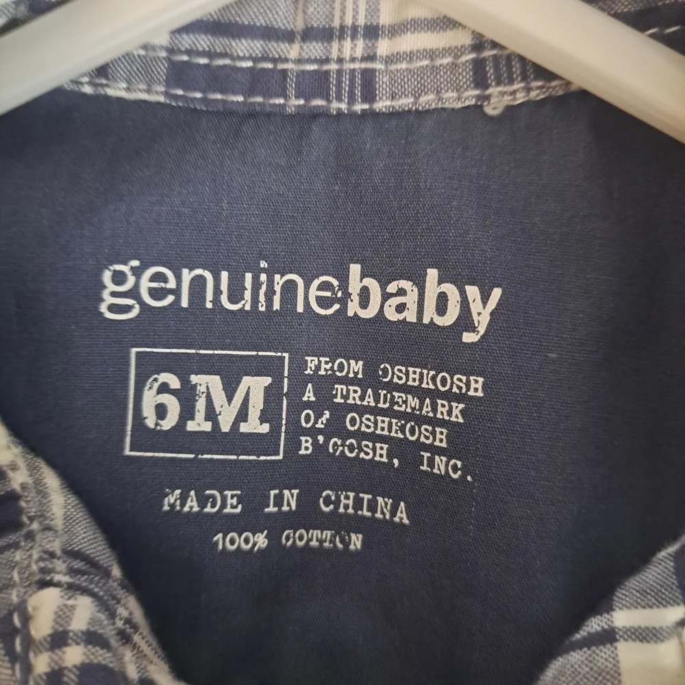 Genuine Baby by OshKosh Plaid Button-Down Shirt with Layered Sleeves Size 6M